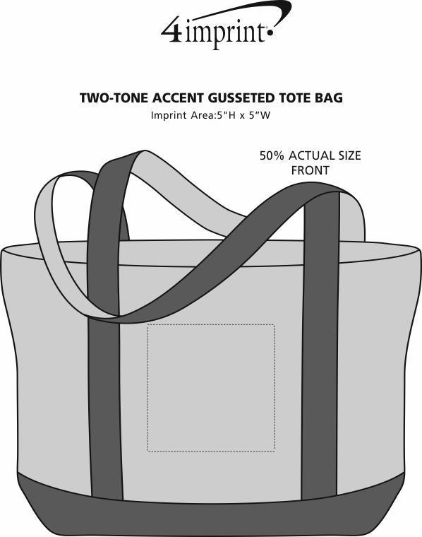 Imprint Area of Two-Tone Accent Gusseted Tote Bag