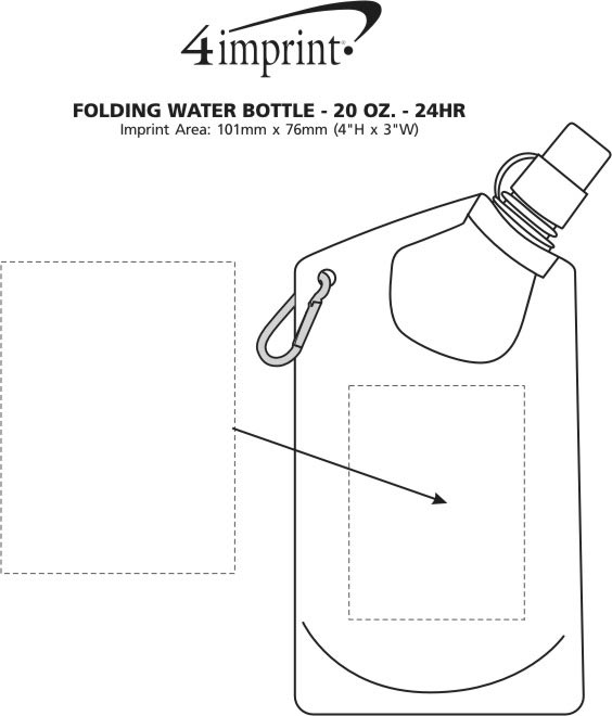 Imprint Area of Folding Water Bottle - 20 oz. - 24 hr