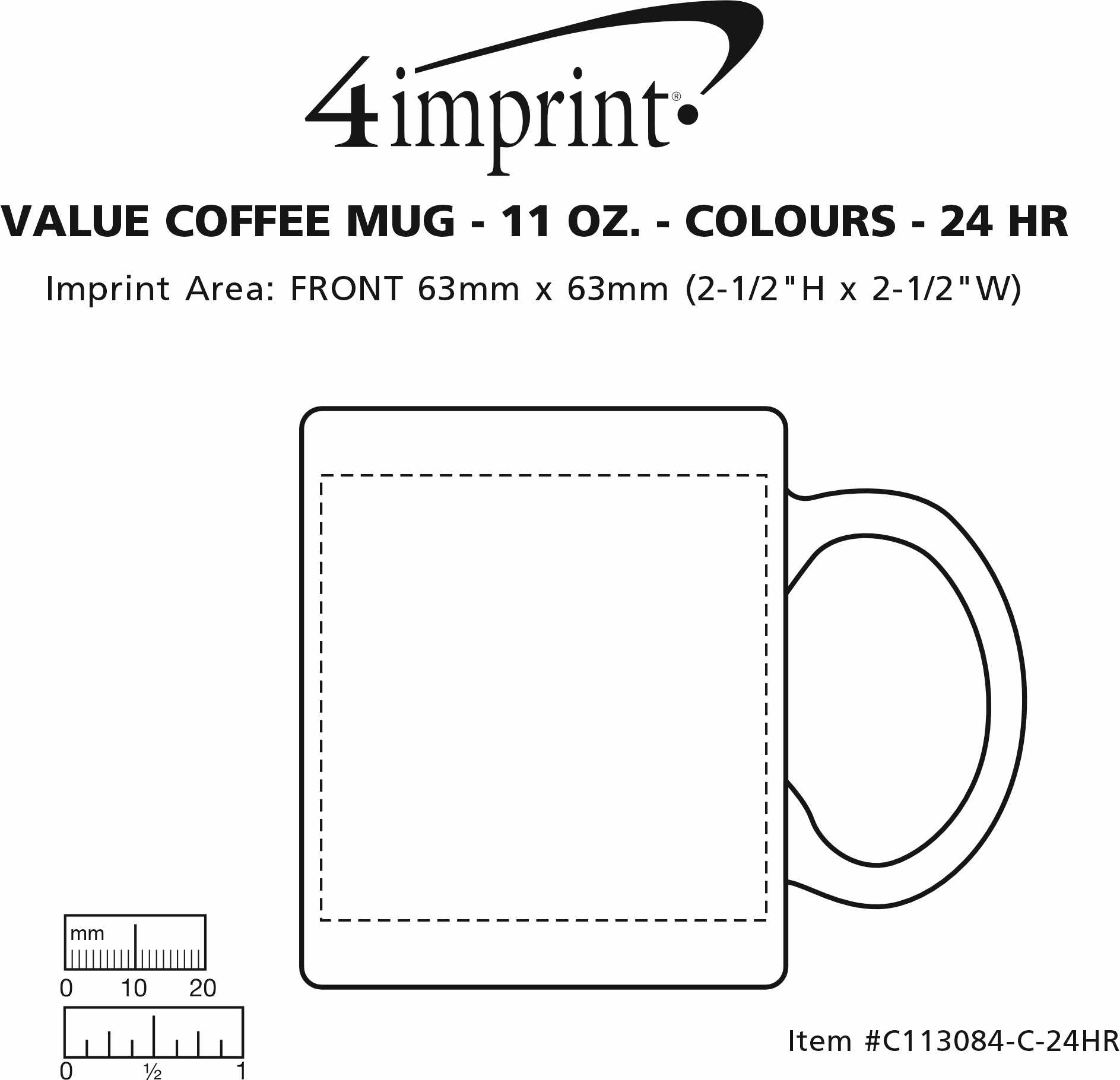Imprint Area of Value Ceramic Mug - Colours - 24 hr