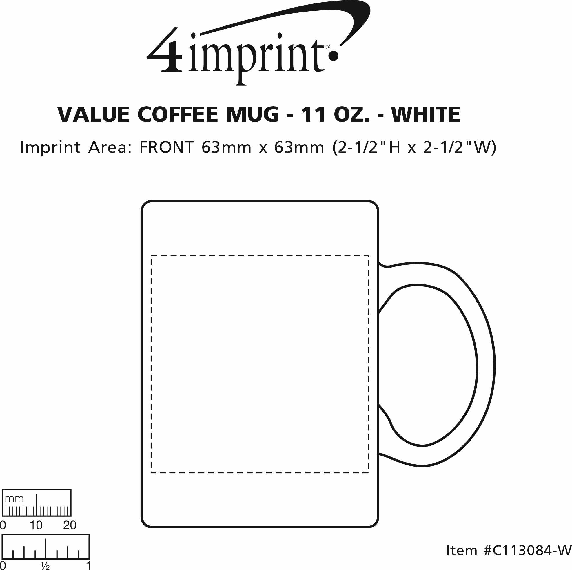 Imprint Area of Value Coffee Mug - 11 oz. - White