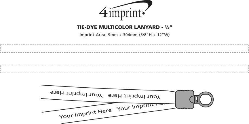 Imprint Area of Tie-Dye Multicolour Lanyard - 1/2"