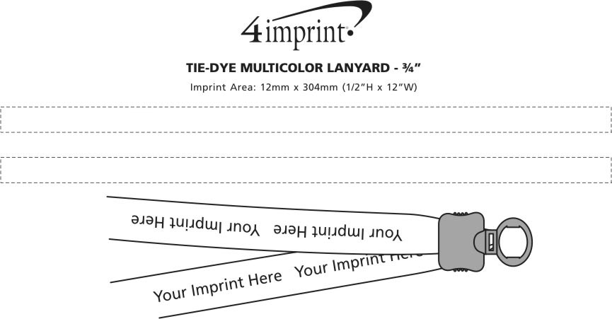 Imprint Area of Tie-Dye Multicolour Lanyard - 3/4"
