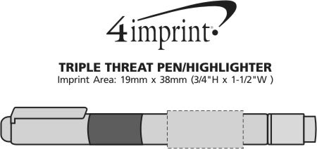 Imprint Area of Triple Threat Pen/Highlighter