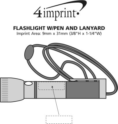 Imprint Area of Flashlight with Pen and Lanyard