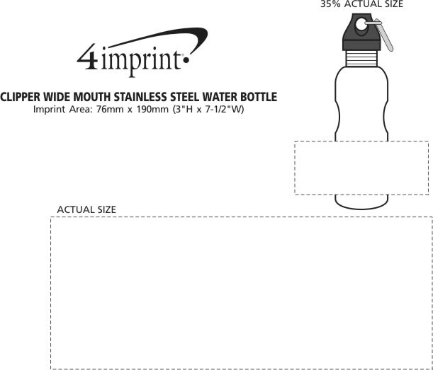 Imprint Area of Clipper Wide Mouth Stainless Steel Water Bottle - 25 oz.
