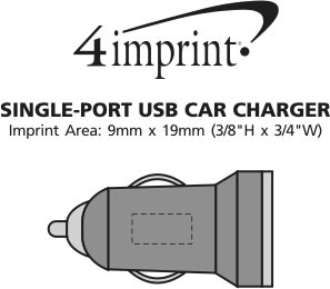 Imprint Area of Single-Port USB Car Charger - 24 hr