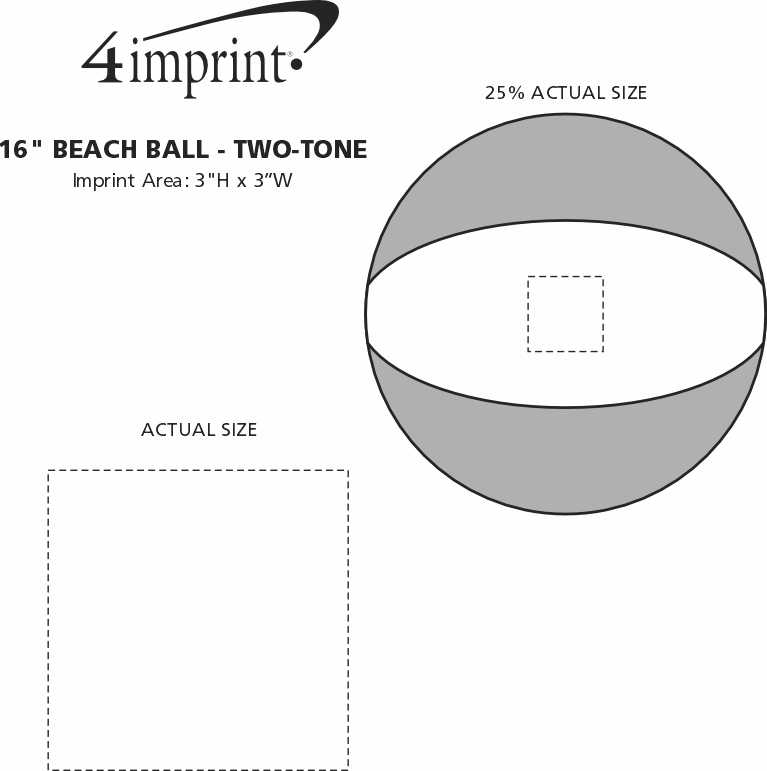 Imprint Area of 16" Beach Ball - Two-Tone