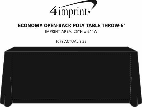 Imprint Area of Serged Open-Back Polyester Table Throw - 6'