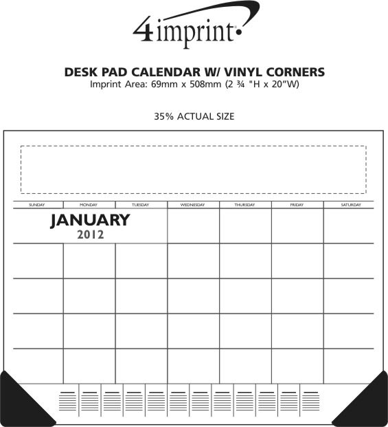 Imprint Area of Desk Pad Calendar with Vinyl Corners