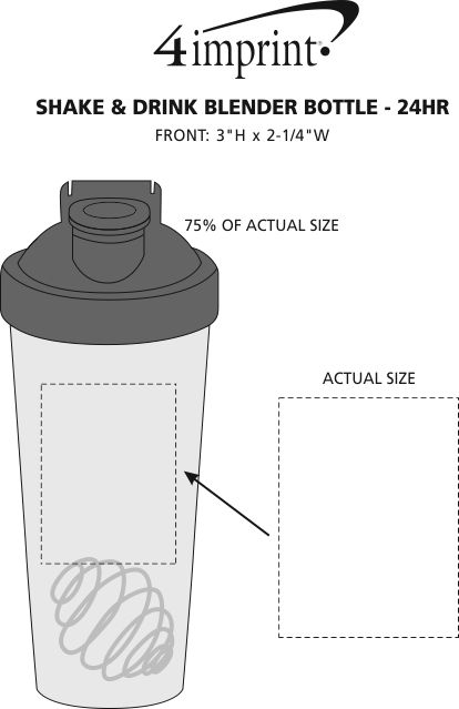 Imprint Area of Shake & Drink Bottle - 20 oz. - 24 hr