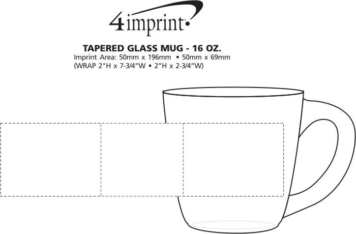 Imprint Area of Tapered Glass Mug - 16 oz.