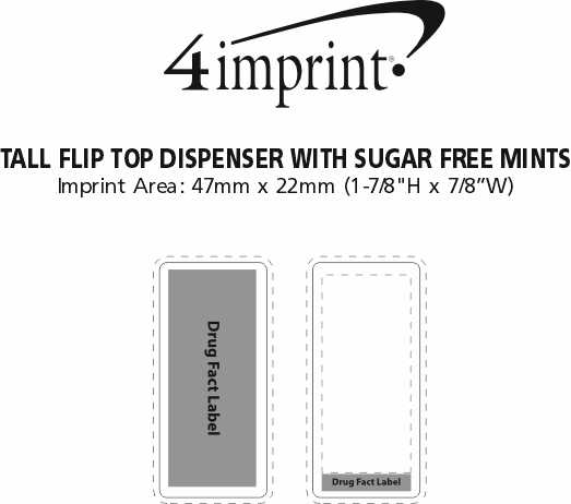 Imprint Area of Flip-Top Dispenser with Sugar-Free Mints