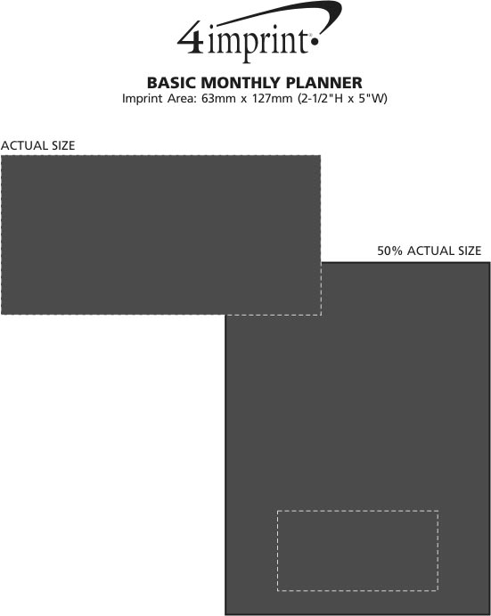 Imprint Area of Basic Monthly Planner