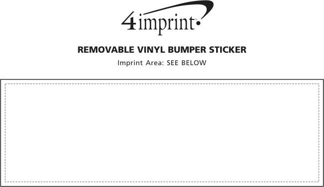 Imprint Area of Removable Vinyl Bumper Sticker - 3" x 9"