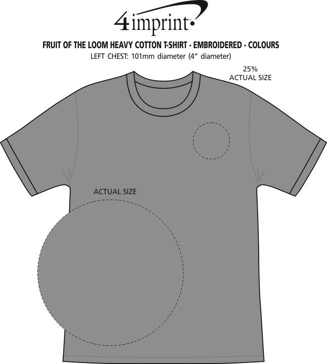 Imprint Area of Fruit of the Loom HD T-Shirt - Embroidered - Colours