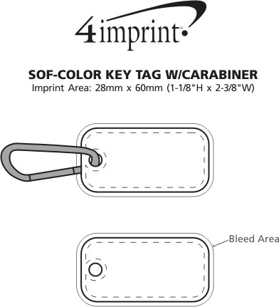 Imprint Area of Sof-Color Keychain with Carabiner