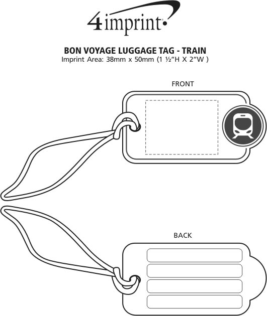 Imprint Area of Bon Voyage Luggage Tag - Train