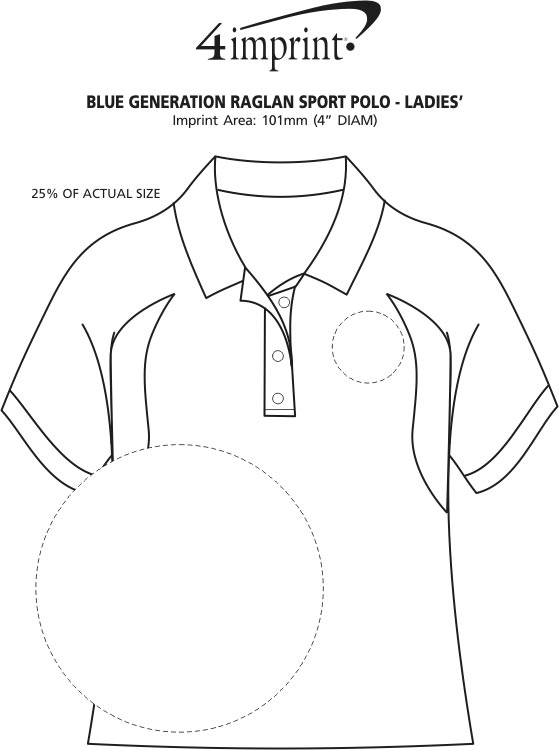 Imprint Area of Raglan Sport Polo - Ladies'
