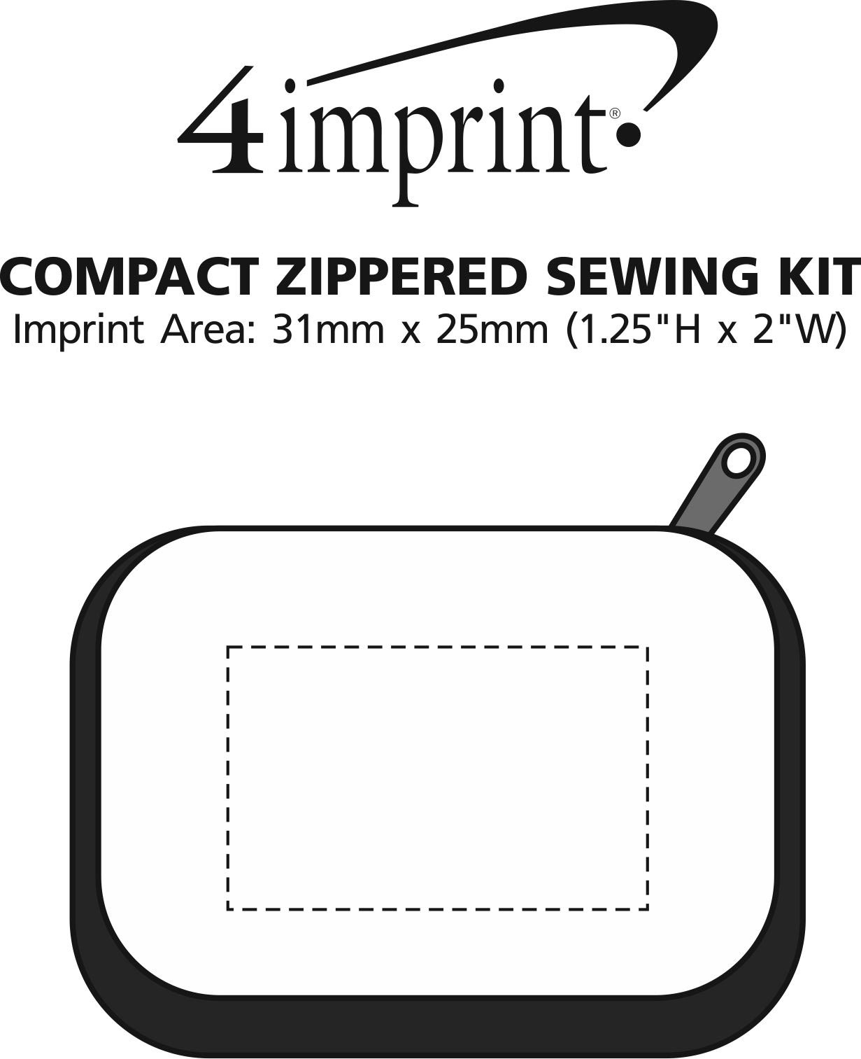 Imprint Area of Compact Zippered Sewing Kit