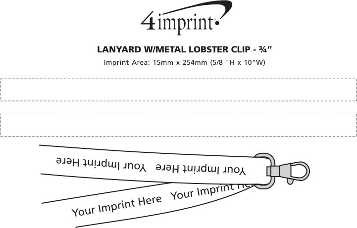 Imprint Area of Lanyard with Metal Lobster Clip - 3/4"