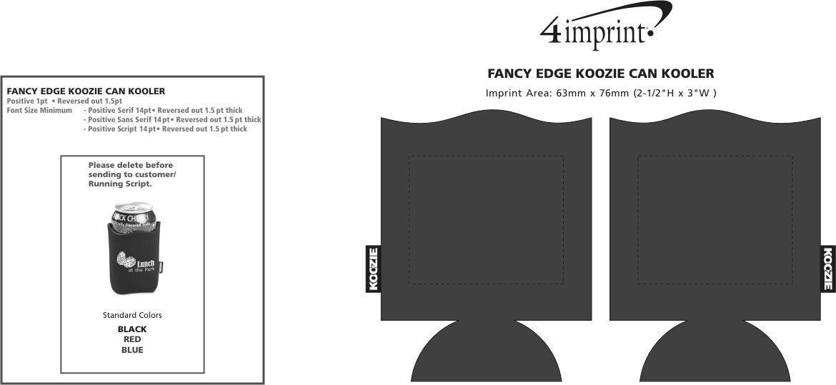 Imprint Area of Fancy Edge Koozie® Can Kooler