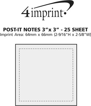 Imprint Area of Post-it® Notes - 3" x 3" - 25 Sheet