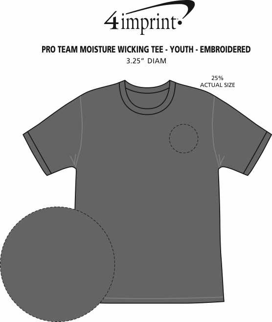 Imprint Area of Pro Team Moisture Wicking Tee - Youth - Embroidered