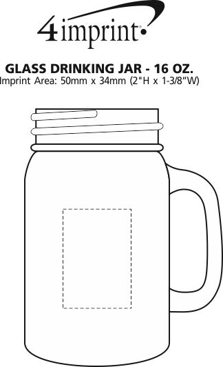 Imprint Area of Glass Drinking Jar - 16 oz.