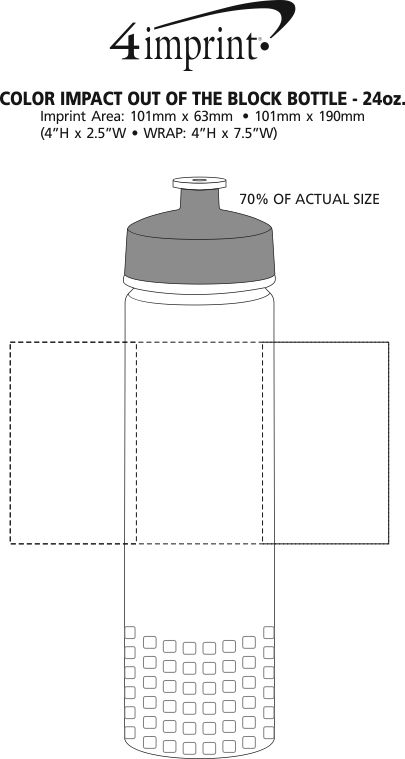 Imprint Area of PolySure Out of the Block Water Bottle - 24 oz. - Clear