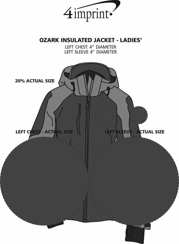 Imprint Area of Ozark Insulated Jacket - Ladies' - Embroidered