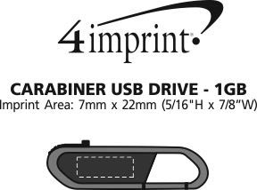 Imprint Area of Carabiner USB Drive - 1GB