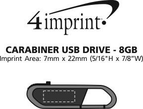 Imprint Area of Carabiner USB Drive - 8GB