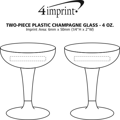 Imprint Area of 2-Piece Plastic Champagne Glass - 4 oz.