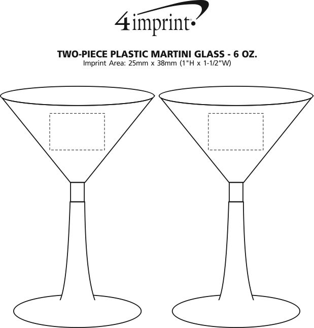 Imprint Area of 2-Piece Plastic Martini Glass - 6 oz.