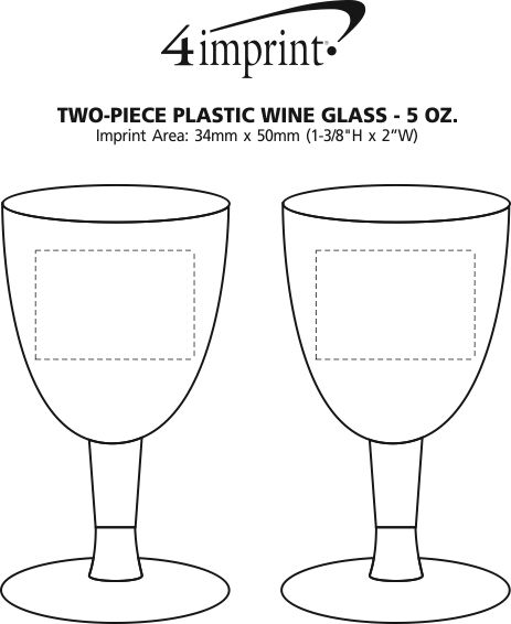 Imprint Area of 2-Piece Plastic Wine Glass - 5 oz.