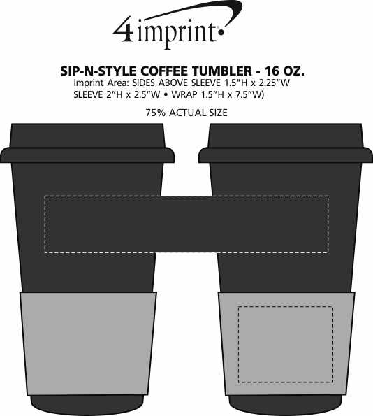 Imprint Area of Sip in Style Coffee Tumbler - 16 oz. - Closeout