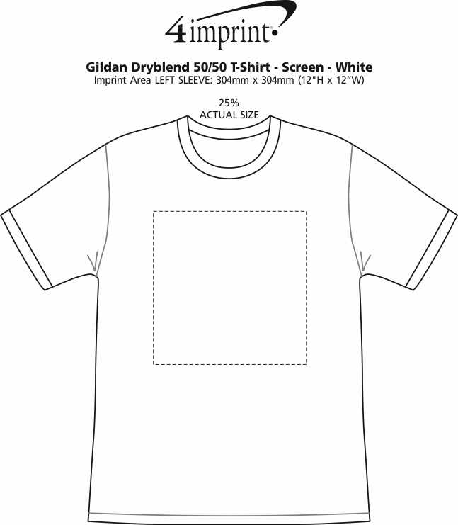 Imprint Area of Gildan DryBlend 50/50 T-Shirt - Screen - White