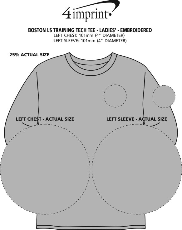 Imprint Area of Boston Long Sleeve Training Tech Tee - Ladies' - Embroidered