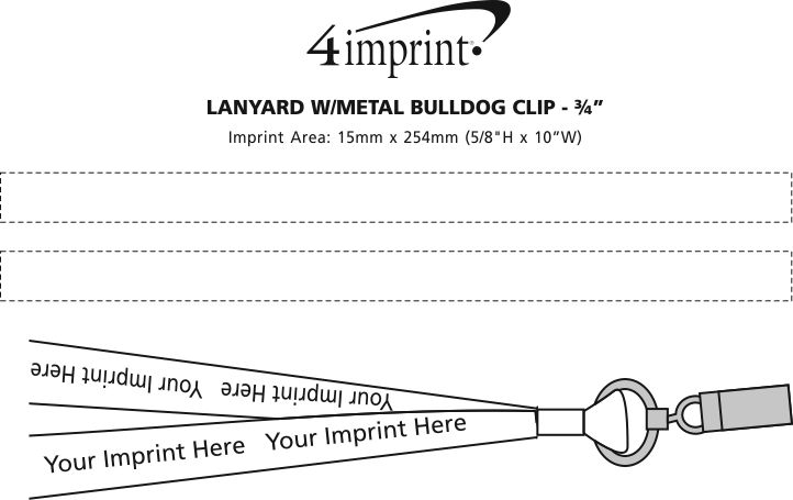 Imprint Area of Lanyard with Metal Bulldog Clip - 3/4"