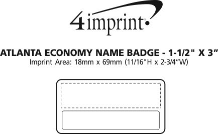 Imprint Area of Atlanta Economy Name Badge - 1-1/2" x 3" - Jeweler's Pinback