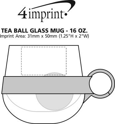 Imprint Area of Tea Ball Glass Mug - 16 oz.