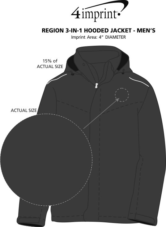 Imprint Area of 3-in-1 Hooded Jacket - Men's