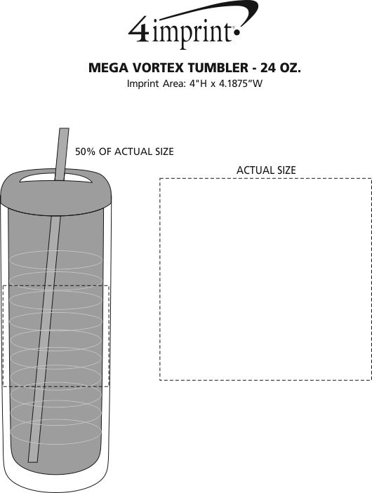 Imprint Area of Mega Vortex Tumbler - 24 oz.
