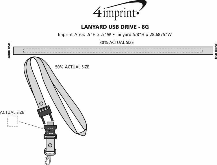 Imprint Area of Lanyard USB Drive - 8GB