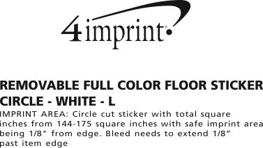 Imprint Area of Removable Full Colour Floor Sticker - Circle - White - L