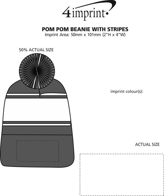 Imprint Area of Pom Pom Cuffed Beanie with Stripes