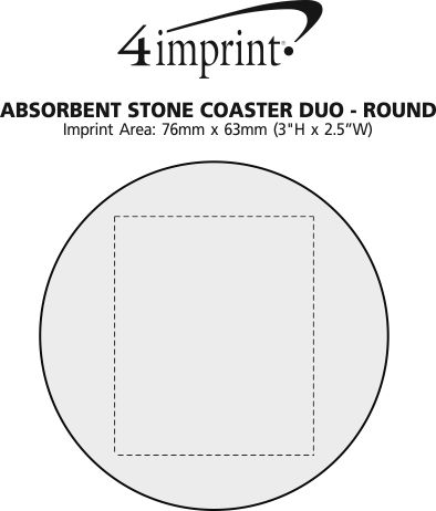 Imprint Area of Absorbent Stone Coaster Duo - Round