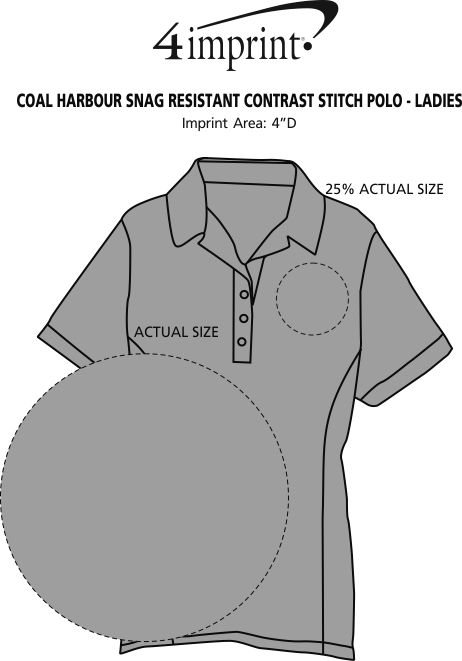 Imprint Area of Coal Harbour Snag Resistant Contrast Stitch Polo - Ladies - Closeout