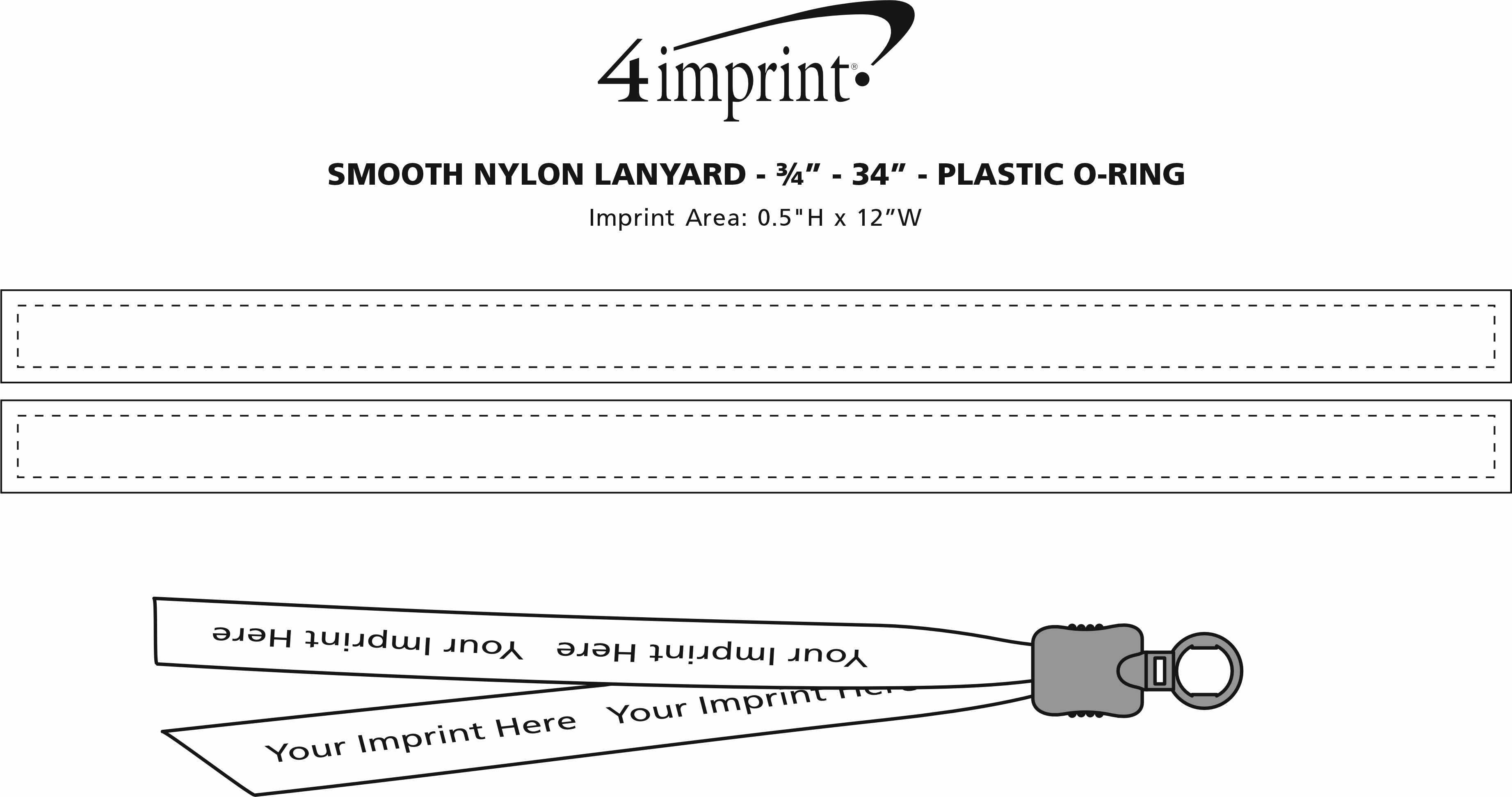Imprint Area of Smooth Nylon Lanyard - 3/4" - 34" - Plastic O-Ring