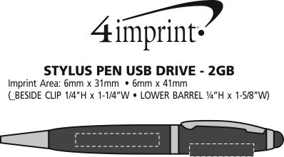 Imprint Area of Stylus Pen USB Drive - 2GB